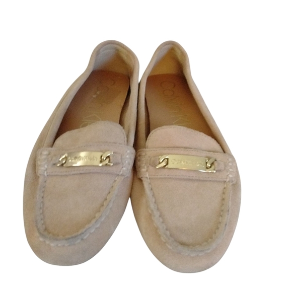Calvin Klein Tan Suede Loafers Flats Size 8 - Picture 2 of 9